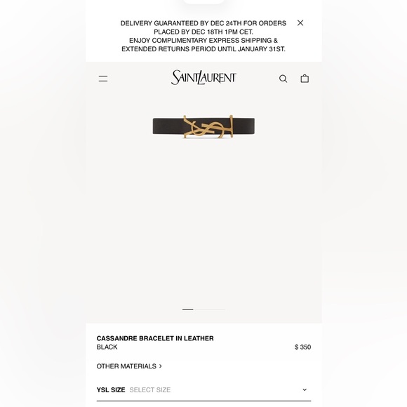 Saint Laurent YSL women’s CASSANDRE leather bracelet size M - Picture 3 of 4